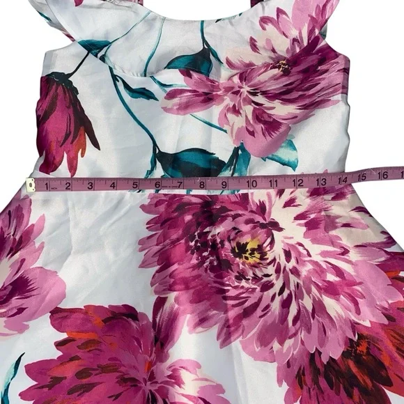 The Children's Place NWT Pink and White Floral Dress Off The Shoulder Size 14 - Picture 7 of 16